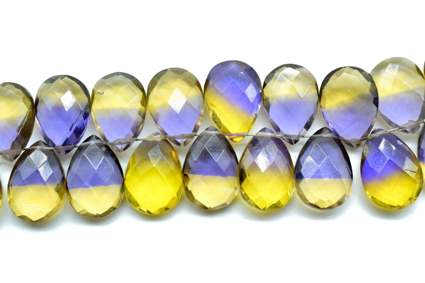 Natural Ametrine 9x13mm Faceted Pear Shape Briolettes,Ametrine Briolette AAA Flat Pear Drops Micro Faceted,Ametrine Faceted Drops,Briolette