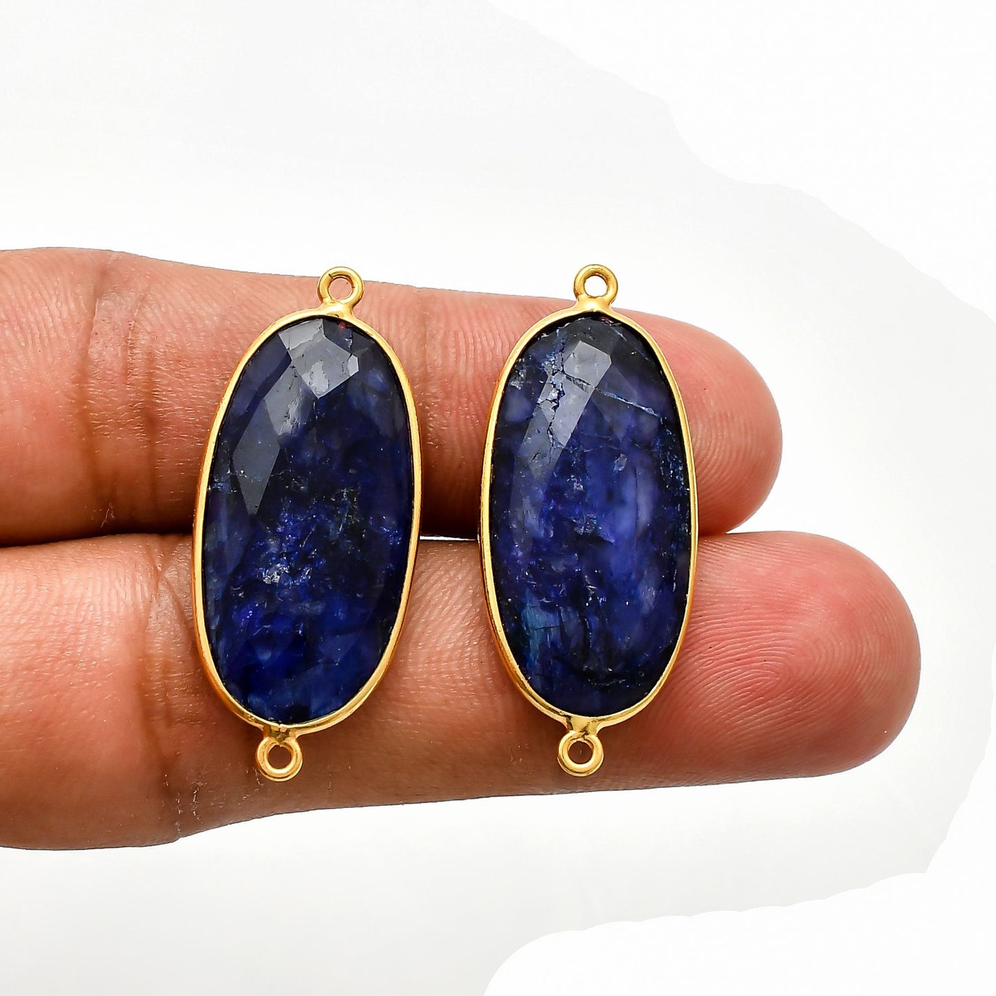Blue sapphire 14x28mm Long oval Shape bezel,Gold Plated bezel,sapphire Bezel Charm,Gold Vermeil Bezel,jewelry making charm,Gold-Filled bezel