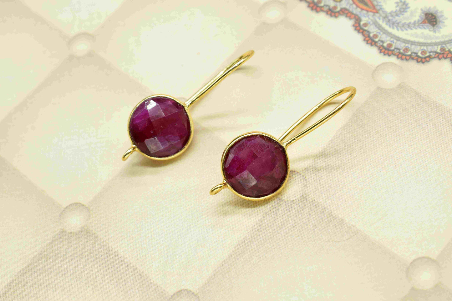 Ruby 10mm Round Connector,Earring Connectors Studs Jewelry,Bezel Rim Earring Connector,Handmade Bezel Connectors,Jewelry Craft Supplies,Gift