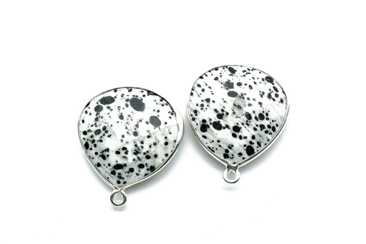 Dendrite Opal 20mm Heart Shape Charm,Dendrite Opal Faceted Heart Shape Connector,Bezel Heart Shape Connector,Single Flat Bail links, charms