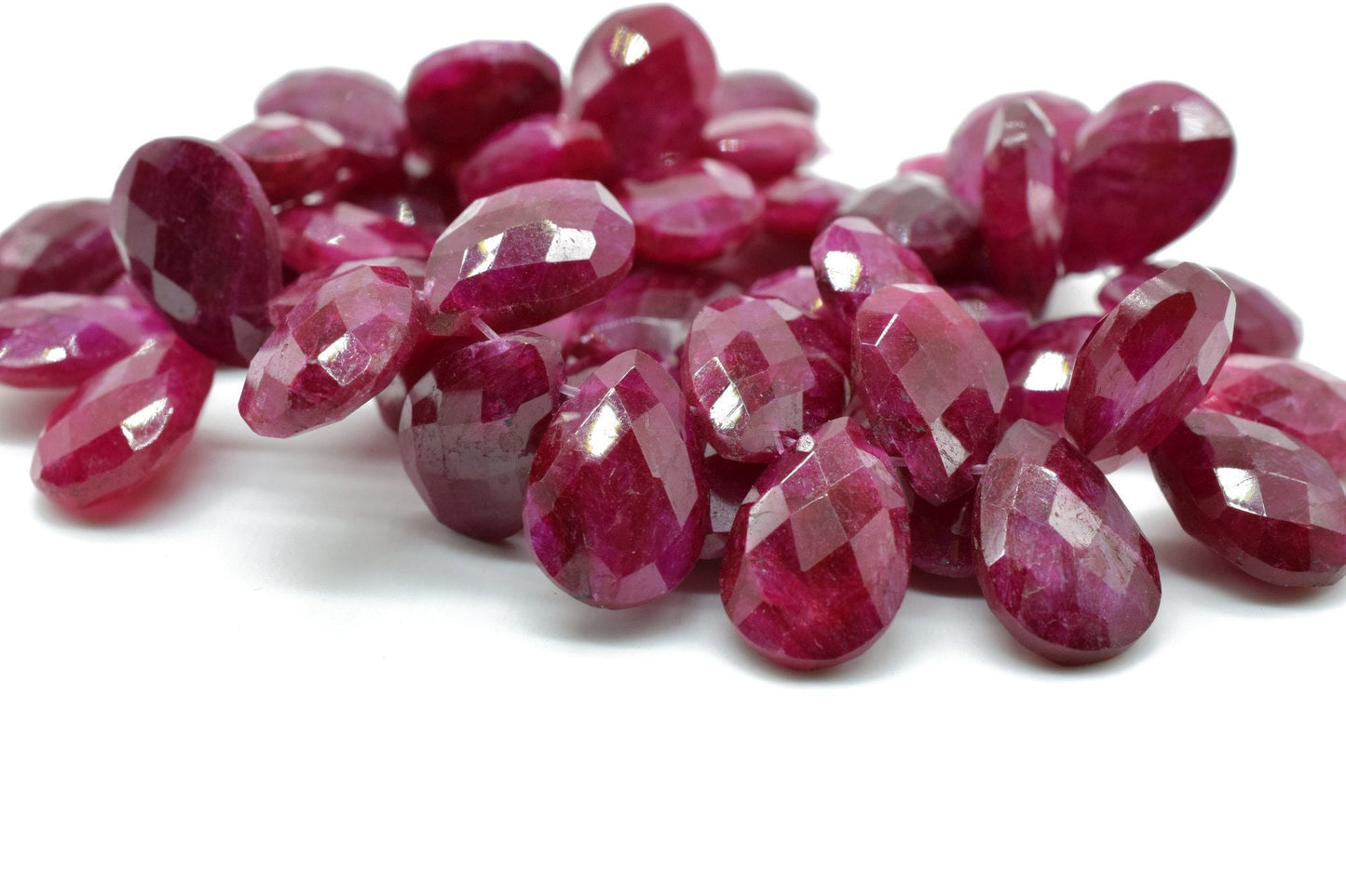 Ruby 9x13 Briolettes,Natural Ruby Beads,Faceted Ruby Beads,Ruby Beads,Ruby Faceted Pear Briolettes,Ruby Drops,Jewelry making beads,Supplies