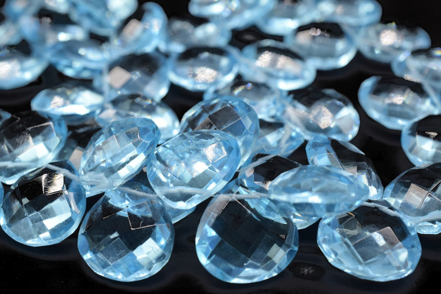 Sky Topaz 14mm Heart Shape Briolettes,Side drilled Briolette,Jewelry making supplies,craft supplies,Handmade Briolette,December Birthstone