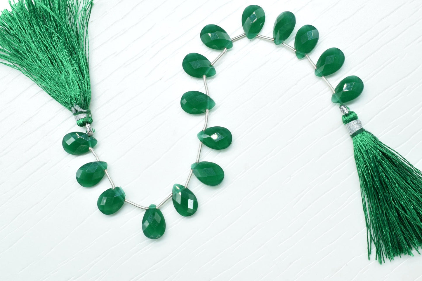 Green Onyx Teardrop Faceted briolette Strand,Green Onyx Beads Strands,Handmade Jewelry Making Supplies,Gemstone 8x12mm Teardrop Briolettes