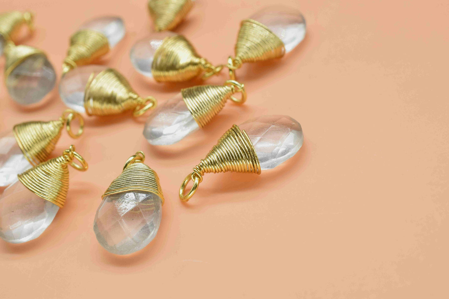 Crystal Quartz Teardrop Faceted Connector,Gemstone Wire Wrapped Pendant,10X18 Connector,Pendant Jewelry,Wire Wrapped Necklace,CrystalJewelry