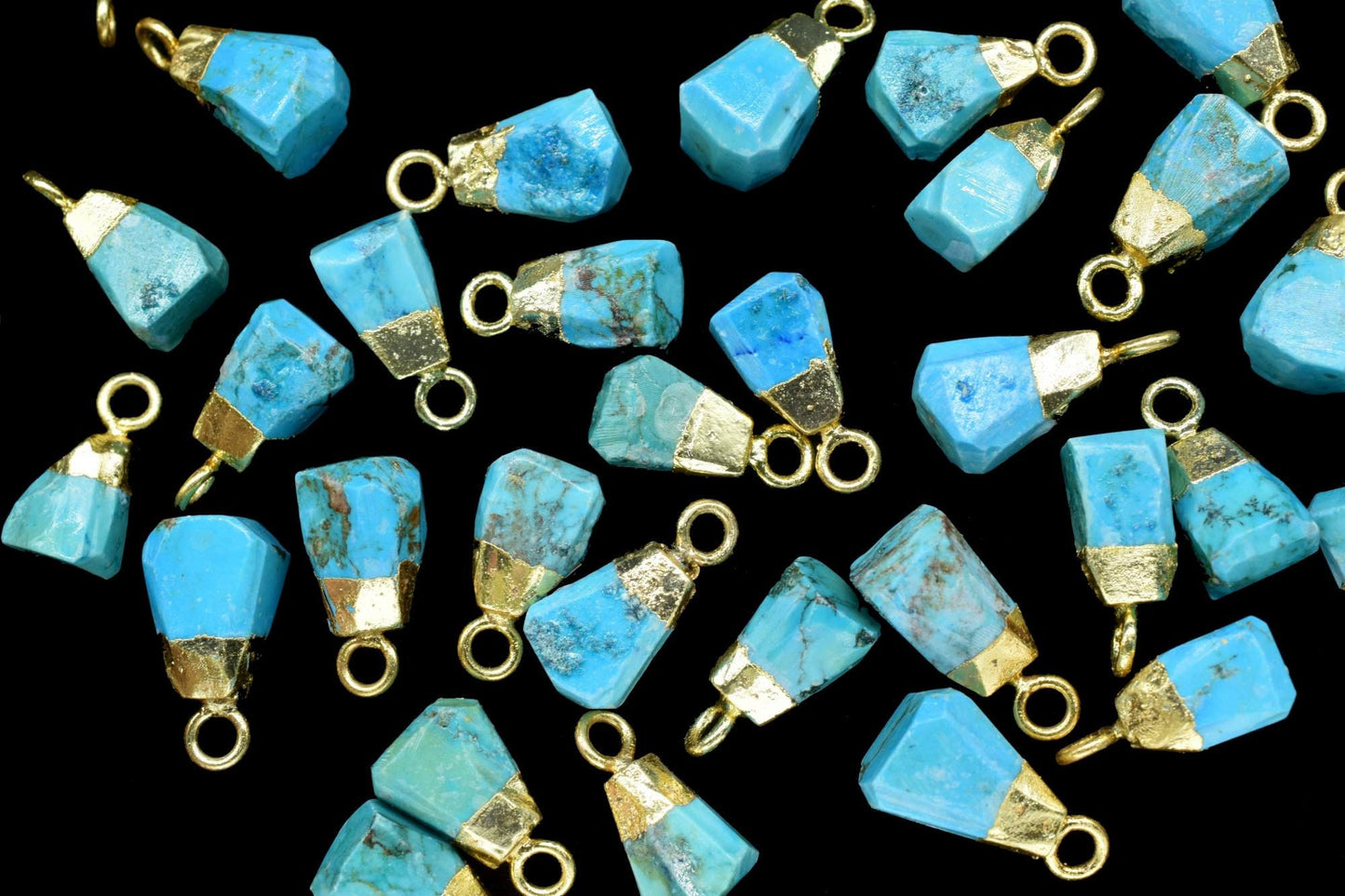 Blue Turquoise Raw Pendants,Turquoise Pendant Connector Jewelry Necklace,Rough Electroplated Chams,Loose Stone Pendant,Gemstone Pendant,gift