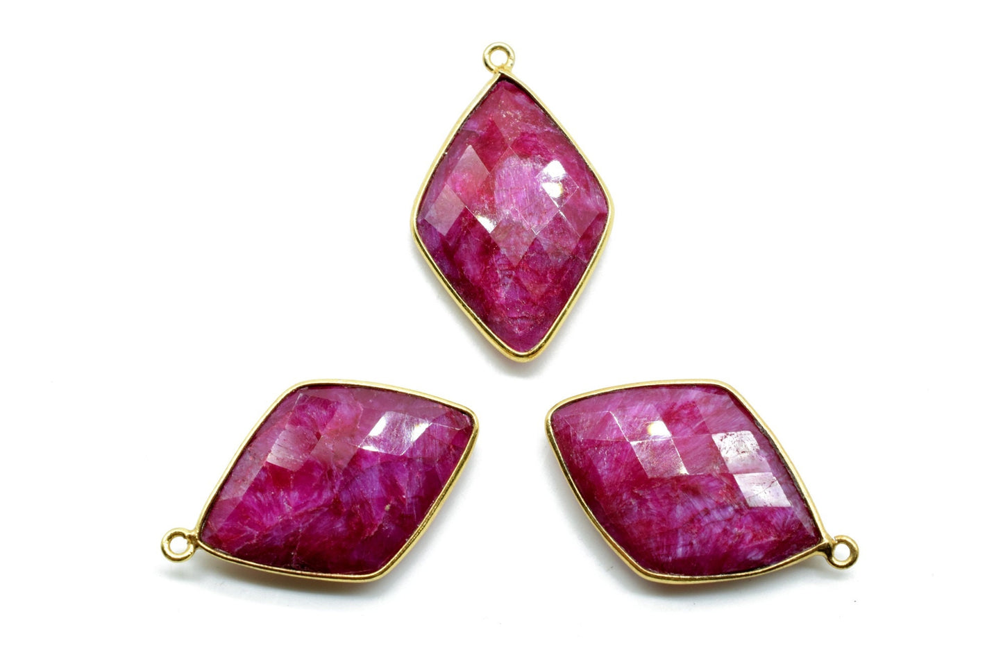 Ruby 20x30mm Bezel Charm,Ruby kite Shape Gold Plated bezel,Gold Vermeil Bezel,Ruby jewelry making charm,Ruby Gold-Filled bezels,Ruby pendant