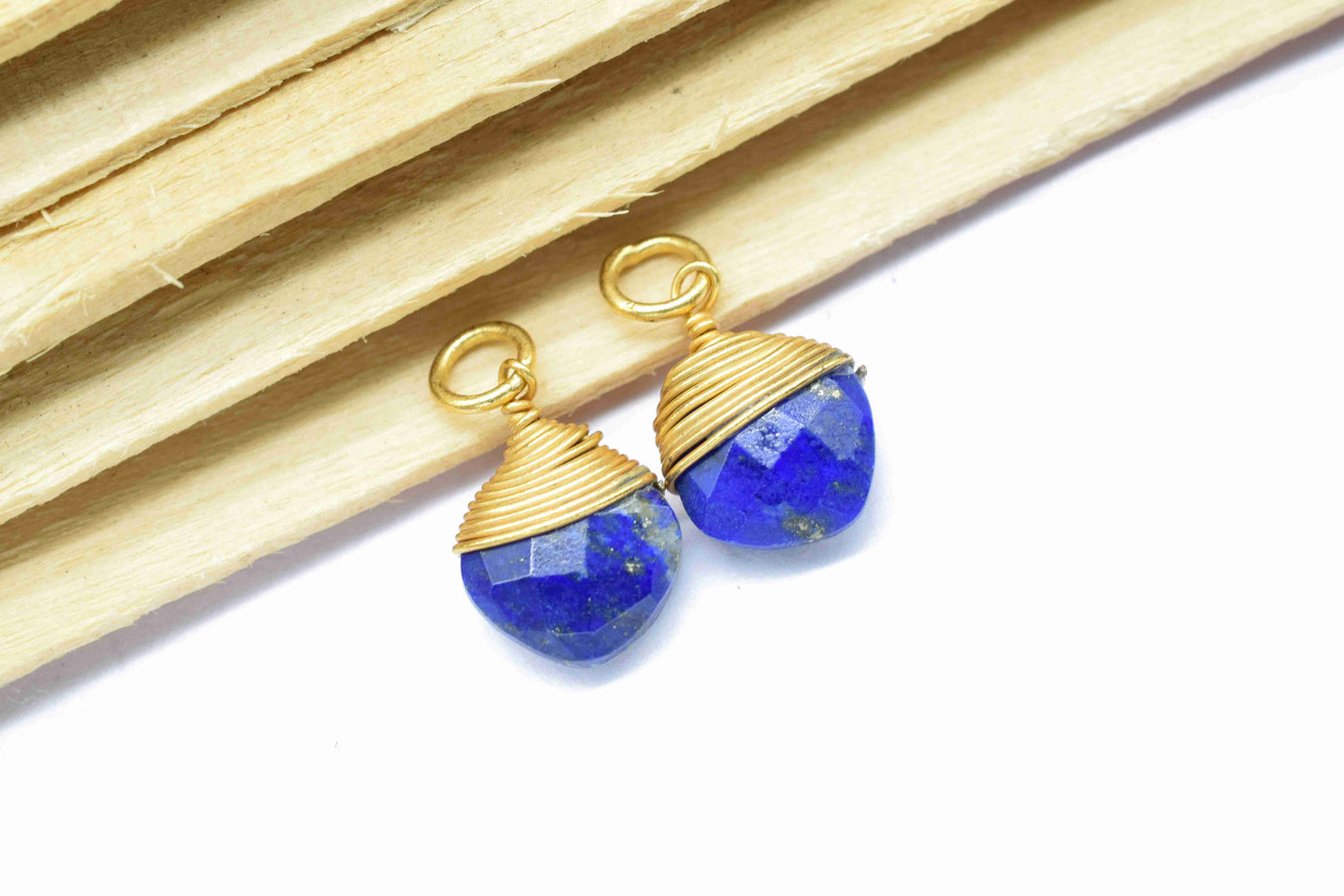 Lapis Lazuli Wire Wrapped Connectors, Square Gemstone Connector,Blue Stone Wire Wrapped Pendant,Jewelry Making Supply,Single Loop Connectors