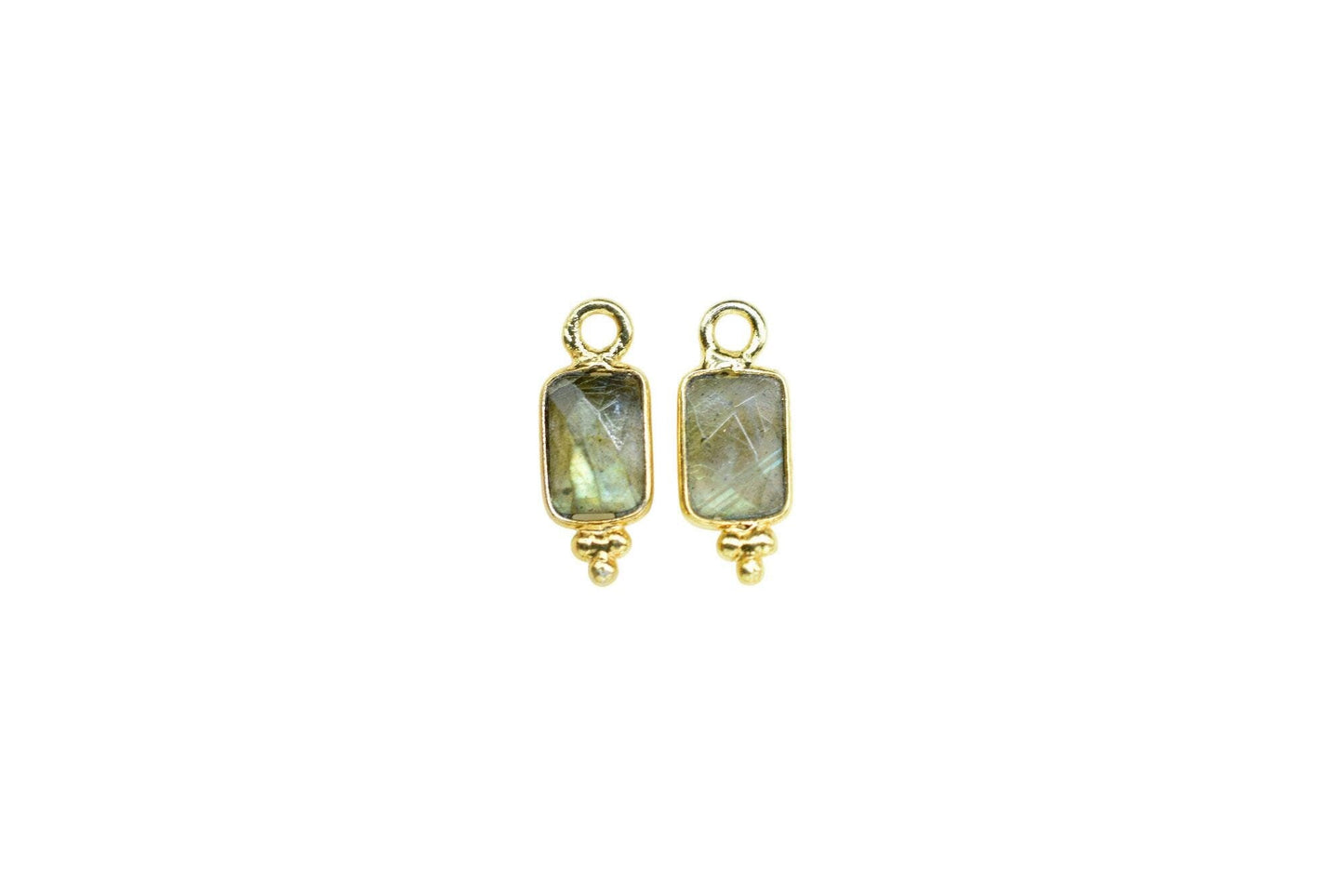 Natural Gemstone Labradorite Charms Pendant/Buguette Shape Pendant/Handmade Pendant/Tiny Pendant/Necklace Connector jewelry/B'day Gift
