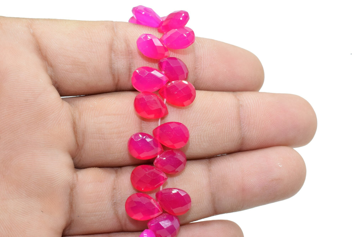 Pink Chalcedony Teardrop 7x10mm Briolettes,Natural Gemstone Pink Chalcedony,Chacledony Teardrop Briolettes,Drop Shape Beads Pink Chalcedony