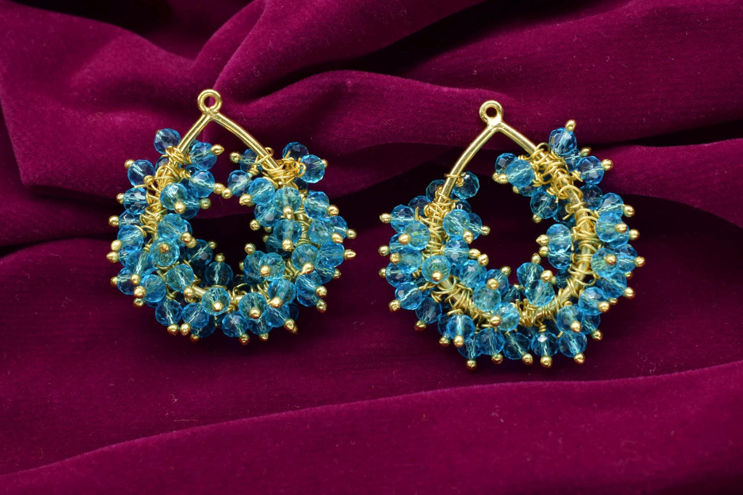 Sky Topaz Pendant Charms,Wire Wrapped Gemstone Component,Brass Pendant Jewelry Supply,Vermeil Dangle Earring,Handmade Beaded Charms Necklace