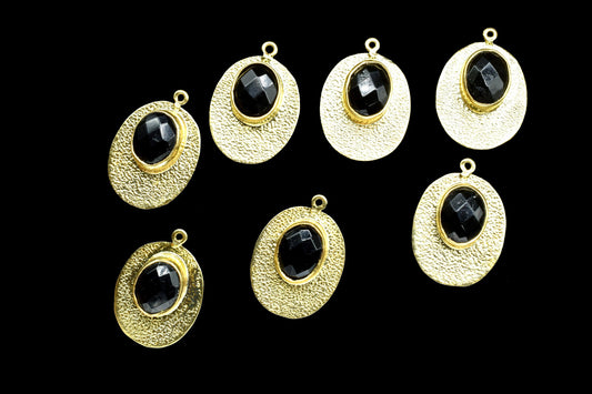 Black Onyx Handmade Pendant,Pendant Charms Connector,Gemstone Pendant jewelry,Oval Shape Pendant,Matt Earrings,Finding Oval Components,Gift