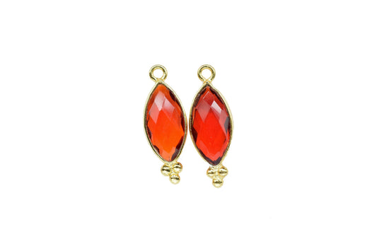 Garnet Gemstone 7x14mm Marquise Shape charms,Garnet Gold Plated Single Bail Pendant,Garnet Faceted jewelry,Garnet Connector Charms Pendant
