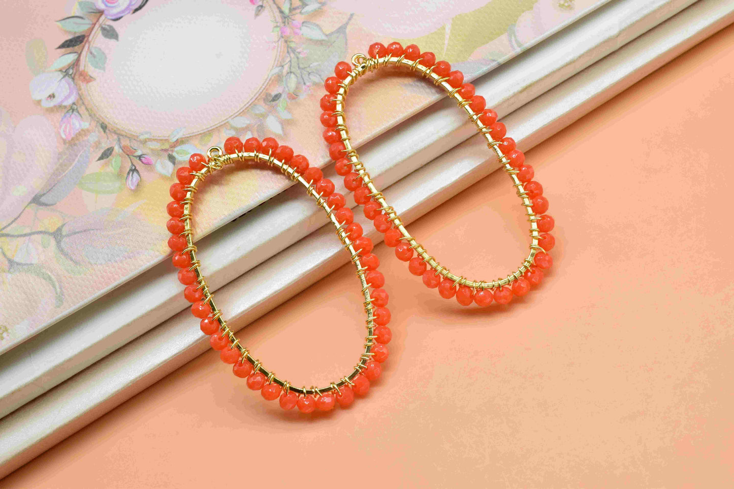 Carnelian Wire Wrapped Connector,Oval Pendant Component,Carnelian Handmade link,Beaded Hoop Finding Component,Carnelian Pendant Jewelry,Gift