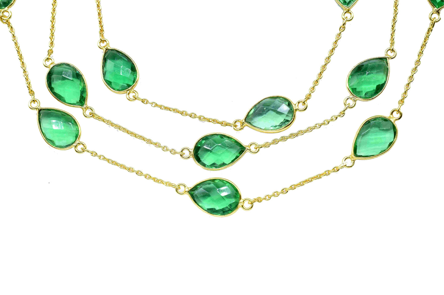 Emerald Quartz Bezel Chain, Emerald 9x13mm Bezel Chain, Gemstone Connector, Connector Jewelry Making Chain, Handmade Emerald Quartz Jewelry
