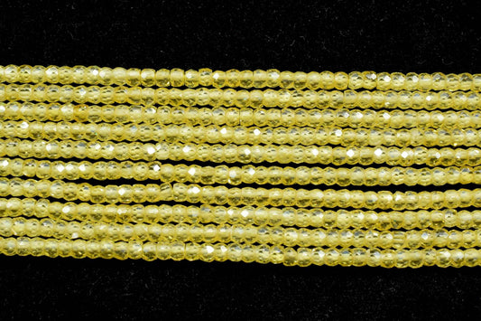 Yellow Sapphire 3mm Faceted Rondelle Beads,Natural Micro Yellow Sapphire Cubic Zircon Faceted Rondelle Beads/Yellow Sapphire Cubic Zirconia
