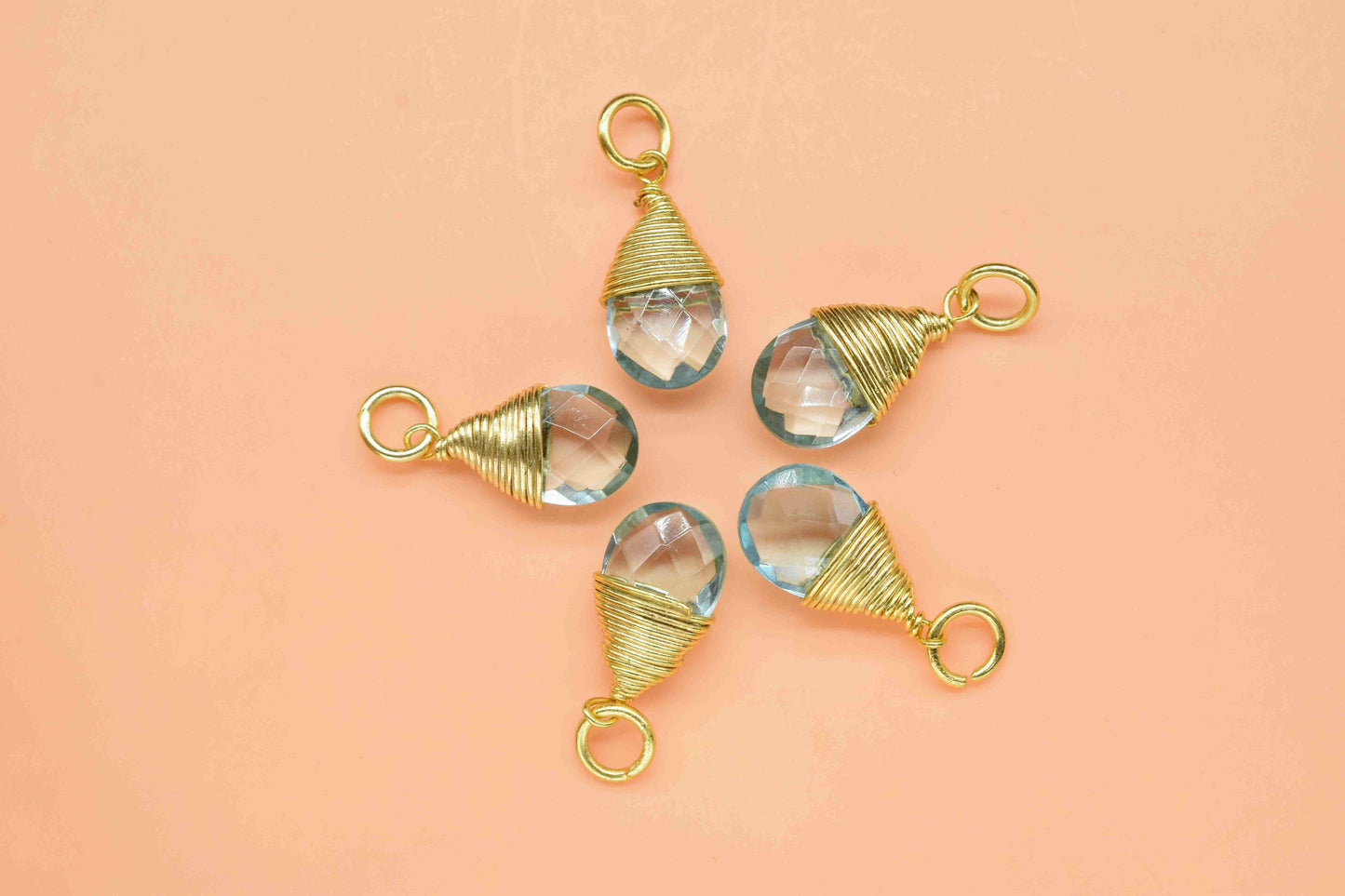 Sky Topaz Faceted Connector,Loop Connector,Pear Pendant Jewelry,Gemstone Wire Wrapped Pendant,Wire Wrapped Necklace,Sky Topaz Jewelry,Gift