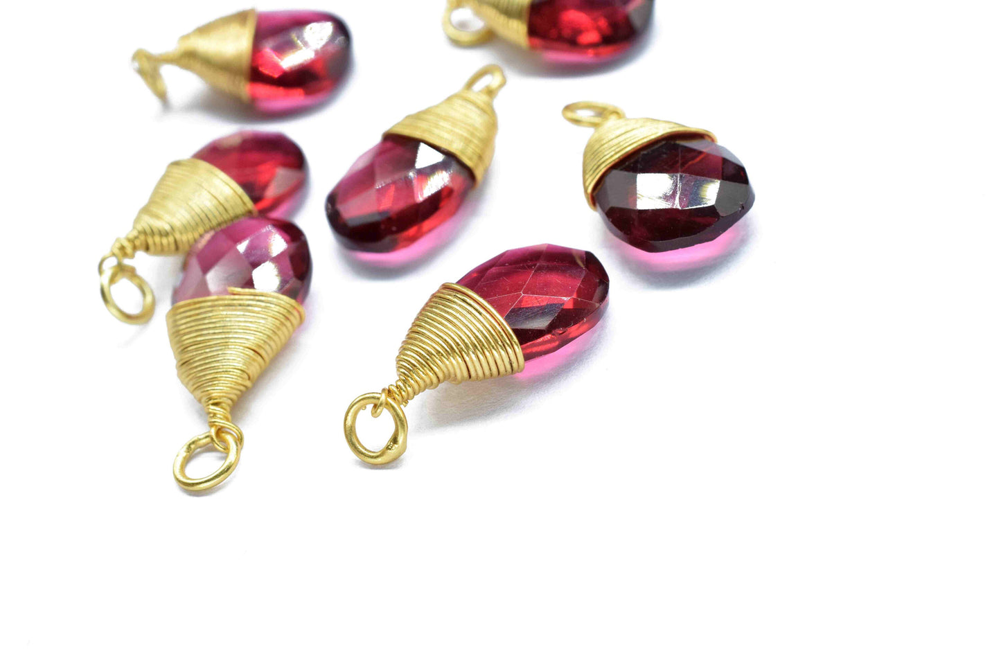 Pink Tourmaline Faceted Connector, Loop Connector, Teardrop Pendant Jewelry,Gemstone Wire Wrapped Pendant,Wire Wrapped Necklace Jewelry,Gift