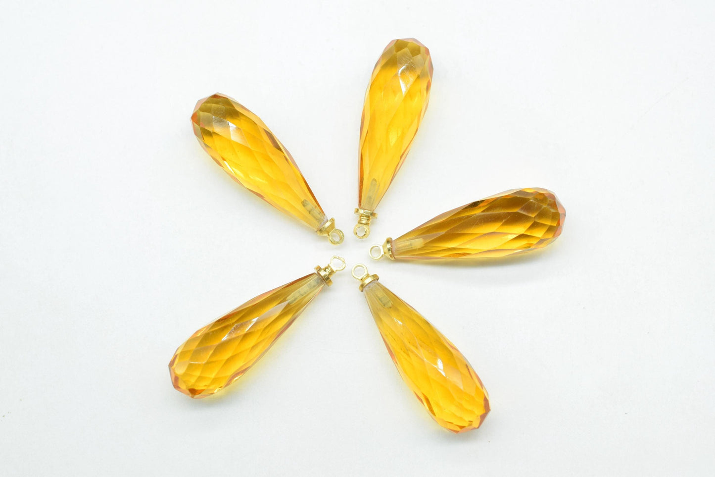 Citrine Quartz Teardrop Pendant,Yellow Gemstone Pendant Charm,Jewelry Making Supplies,Long Teardrop Pendant,Gemstone Connectors,Wedding Gift