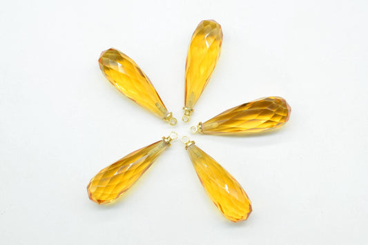 Citrine Quartz Teardrop Pendant,Yellow Gemstone Pendant Charm,Jewelry Making Supplies,Long Teardrop Pendant,Gemstone Connectors,Wedding Gift