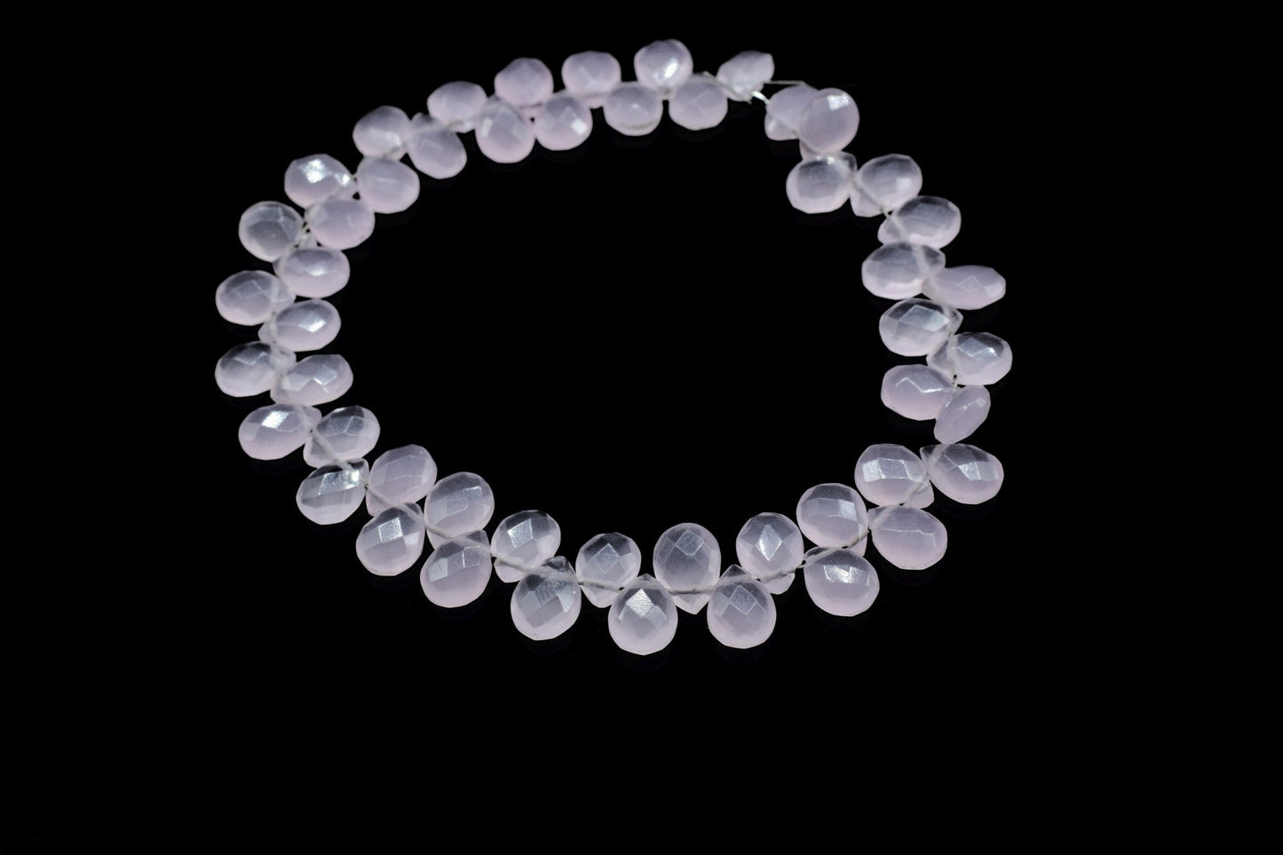 Pink Chalcedony 6x8mm Pear Shape Briolettes,Micro Faceted Pear Shape Beads,7Inch Strand,Rose Quartz Faceted Teardrop,Jewelry Making Gemstone