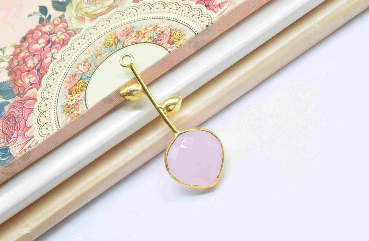 Rose Quartz Single Bail Pendant , Rose Quartz Charms , Heart Shape Charms ,Genuine Gemstone Charms ,Gemstone Connectors ,Summer Collection ,