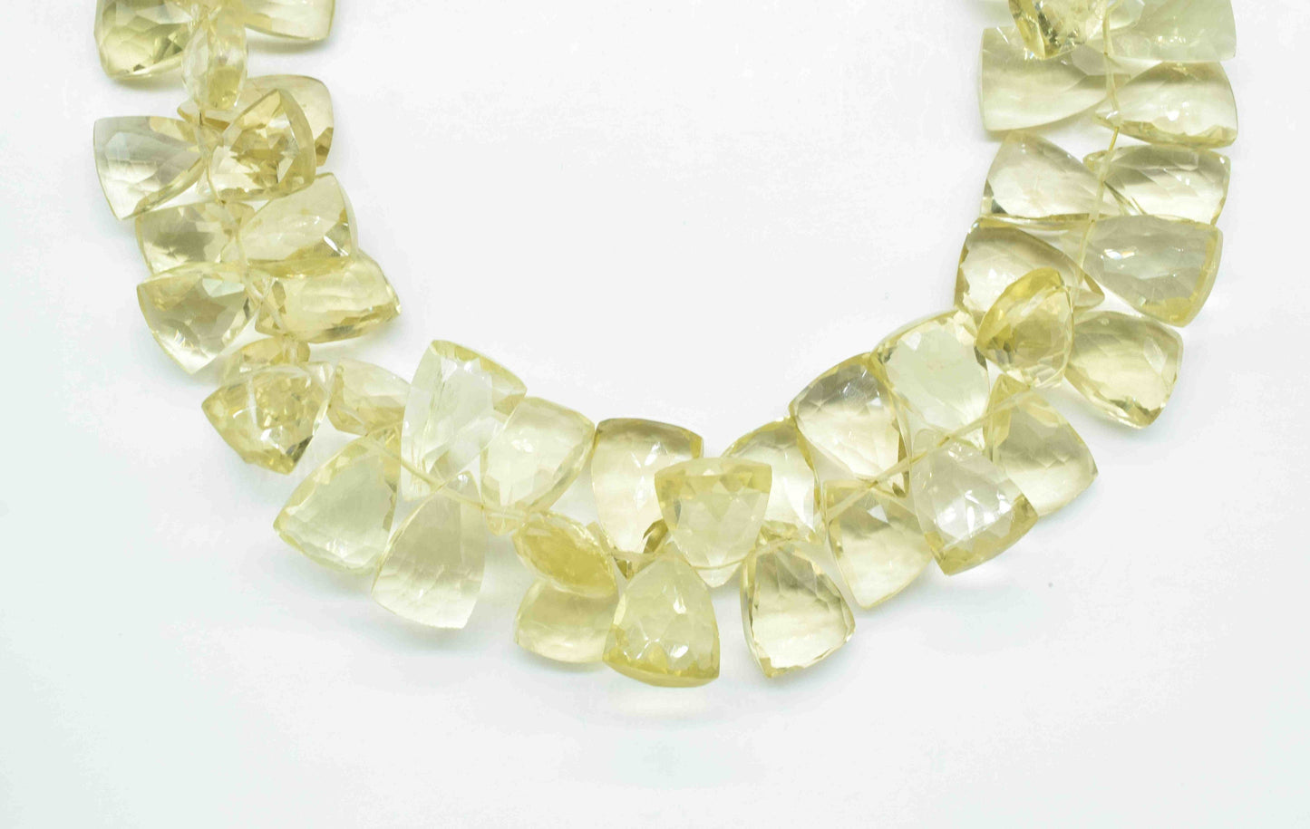 Natural Lemon Quartz Faceted Briolettes,Handmade Station Link,Strand Bead jewelry,Gemstone Triangle Beads Necklace,Lemon Quartz Jewelry Gift
