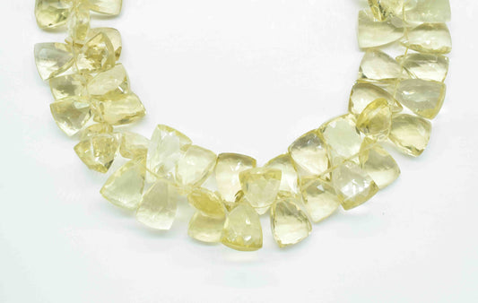 Natural Lemon Quartz Faceted Briolettes,Handmade Station Link,Strand Bead jewelry,Gemstone Triangle Beads Necklace,Lemon Quartz Jewelry Gift
