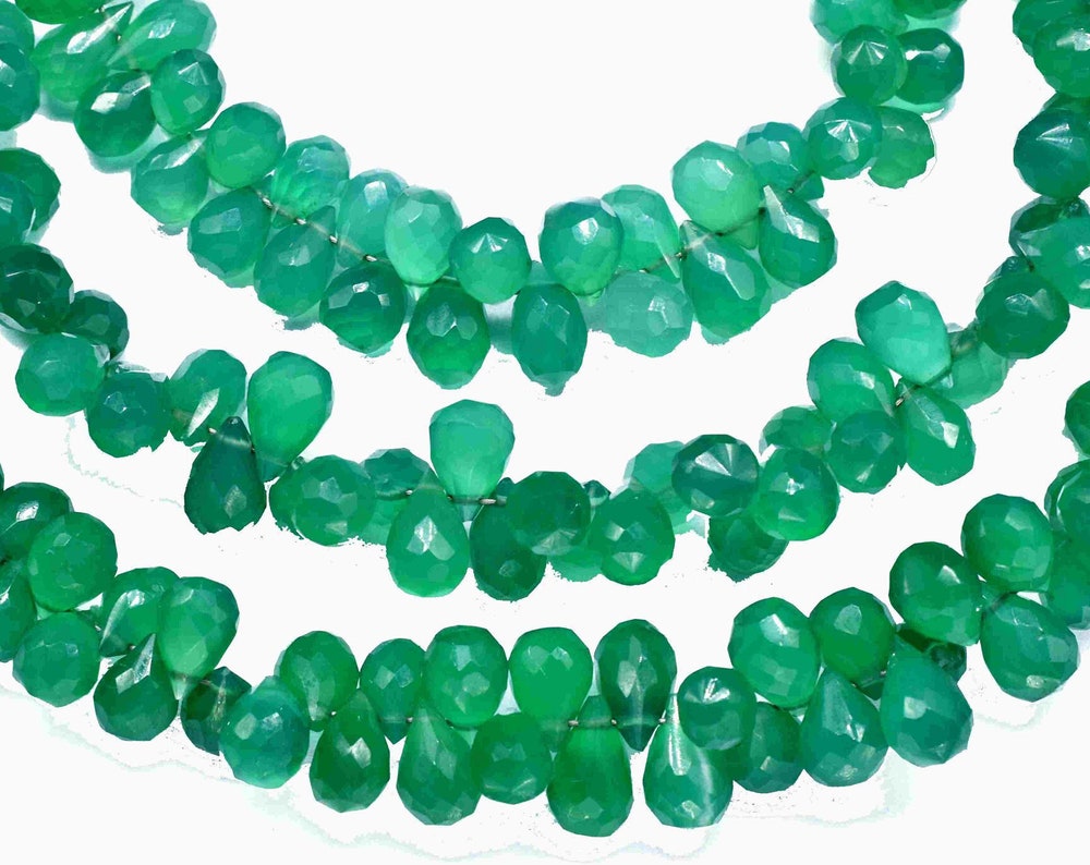 Green Onyx Faceted Teardrops Briolettes