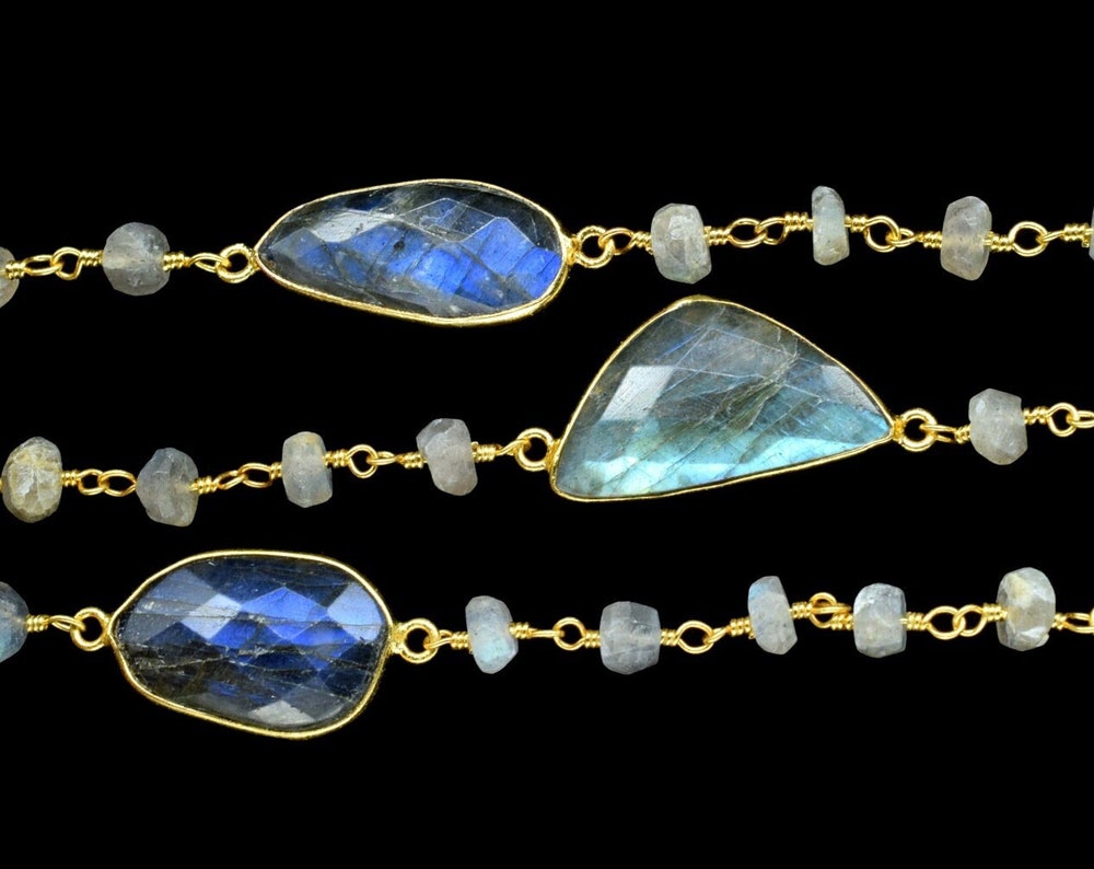 Labradorite Faceted Bezel Connector